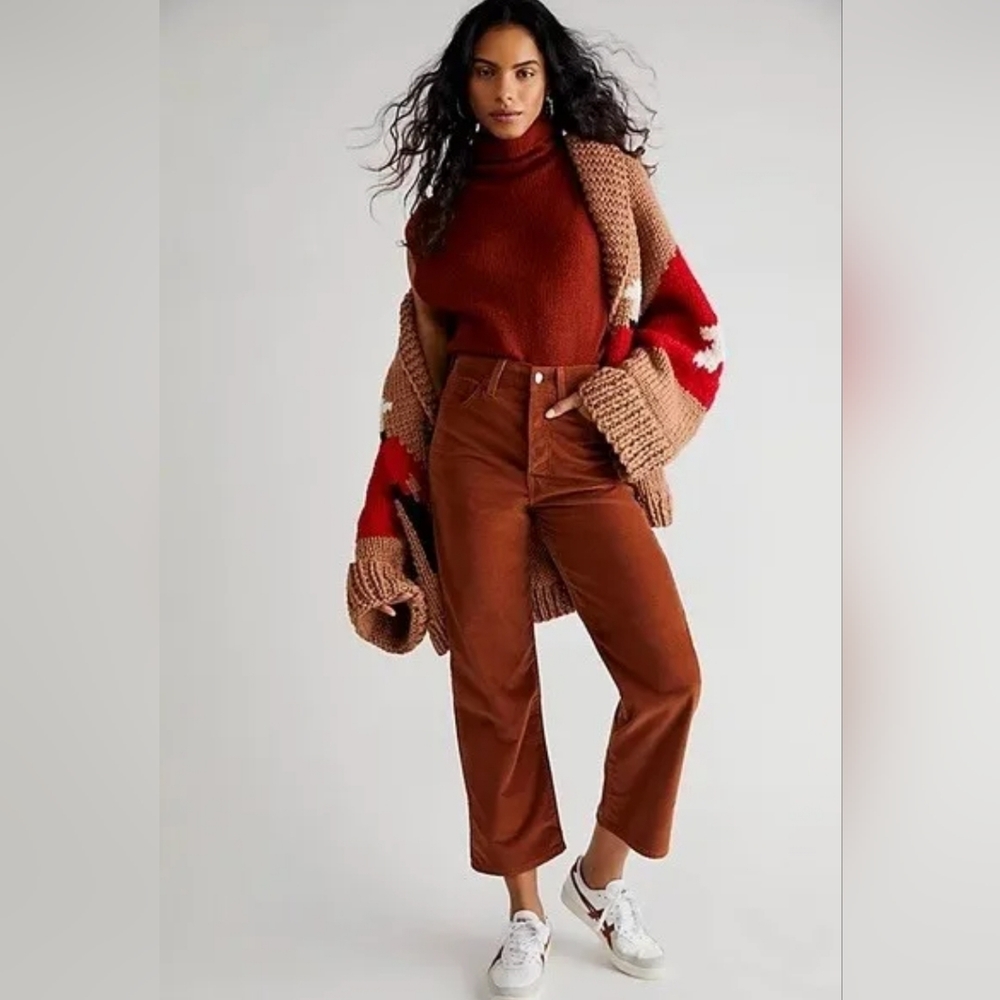 Levi’s Ribcage Straight Ankle Velvet Jeans in Tortoise Shell Size 32